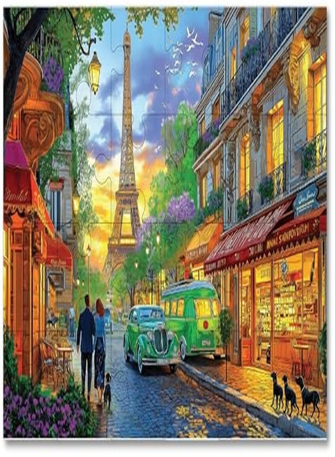Khilonewale Educational Jigsaw Puzzle for Kids 3+ Years Learning and Scenic Puzzles, Bright Colours, Thick Pieces, for Boys and Girls, Gift‑Ready Family Activity and Puzzles Size 20x30CM (Twilight Paris Street) - Image 1